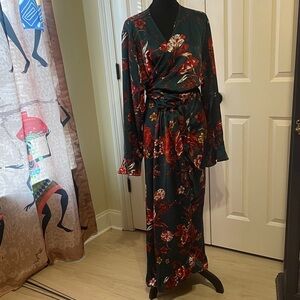 Floral Wrap Dress in Green and Red NWT size 24